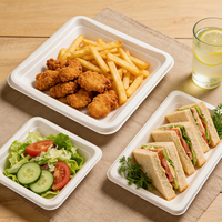 Emballage alimentaire écologique, biodégradable, compostable, en bagasse de canne à sucre, papier kraft, boîte plate auto-élevable jetable