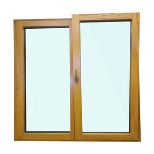 热销廉价铝双层玻璃推拉窗门防热铝，木质颜色