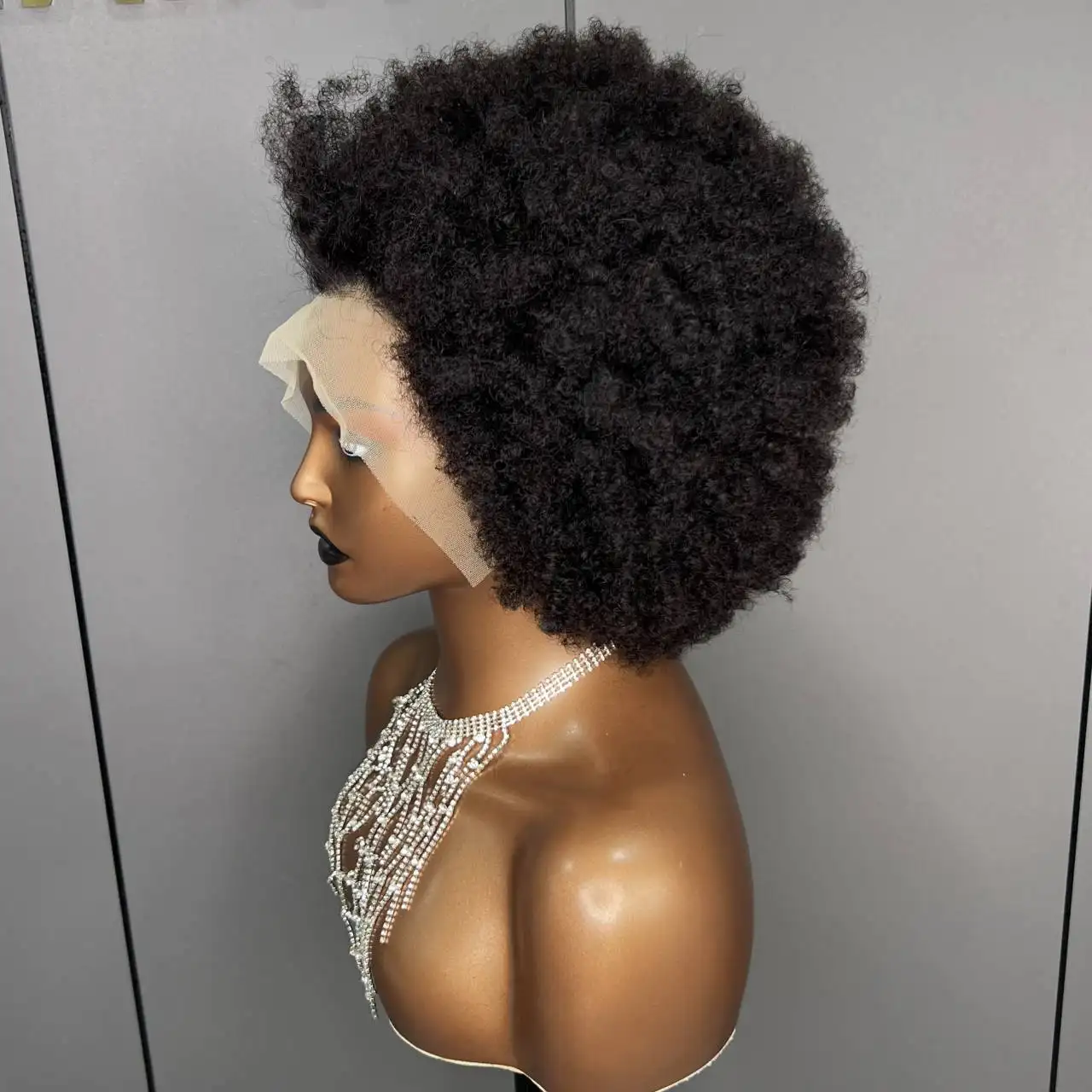 250% transparente 13x4 Spitze frontal Afro Kinky Curl brasilia nische Echthaar Perücken Großhandel für Frauen mit Babyhaar