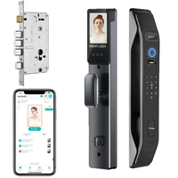 Serrure de porte intelligente en laiton en alliage d'aluminium Tuya Cloud Wi-Fi avec empreinte digitale et reconnaissance faciale Grade C Security K9 FACE Model