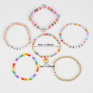 Pulseras de Cuentas de Moda, Pulseras Elásticas de Cuentas de Arcilla Coloridas, Set de Regalo Pride Equality Love Wins, Hecho en China - Product Image 3