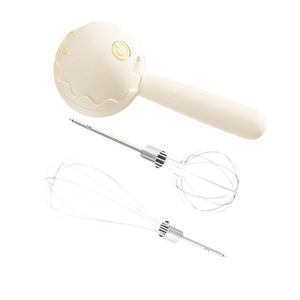 Electric Egg Beater <b>Small</b> Cordless Handheld Baking <b>Mixer</b> Battery Powered Plastic Housing White Color Wire Whip - Product Image 5