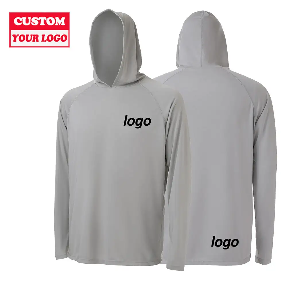 Custom Logo UV Sun Protect UPF 50 Hooded Fishing Hoodie Jersey Performance Wear Quick Dry Polyester Long Sleeve Fishing Shirts