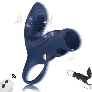 Anneau vibrant à double impact avec télécommande, résistance à la retarde, anneau fin, couple de résonances, produit amusant pour adultes - Product Image 2