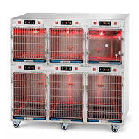 Cage à oxygène chauffante infrarouge pour hôpital vétérinaire avec corps en acier inoxydable pour chats, chiens, lapins et petits animaux
