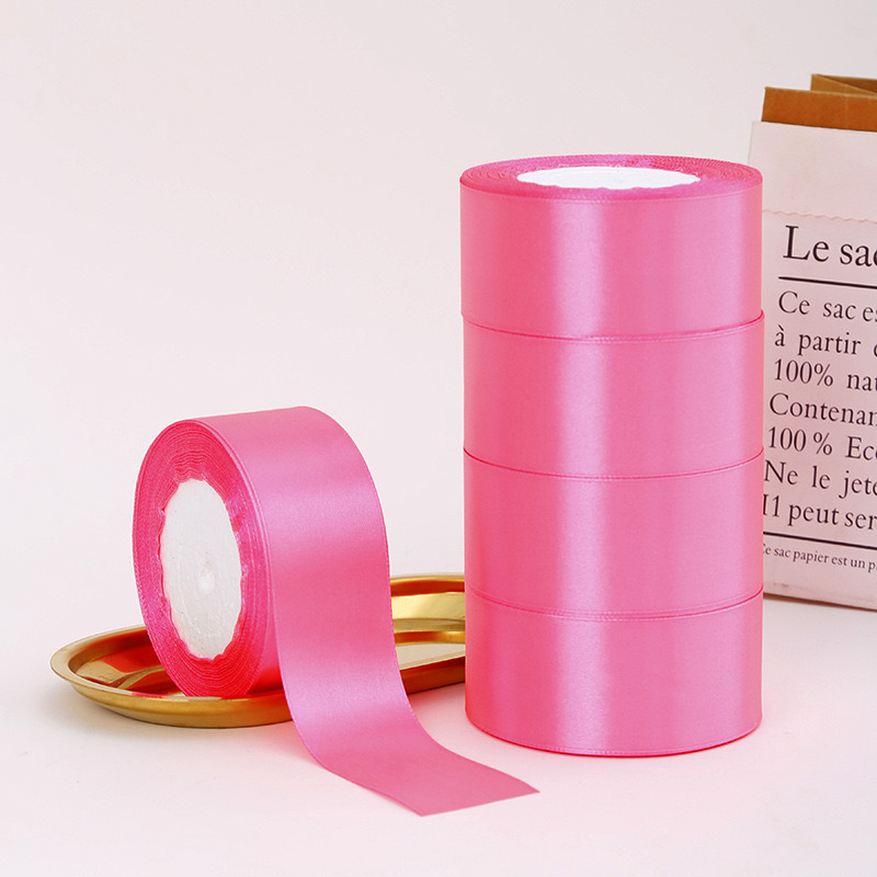 Luxury Custom 4cm 25 Yards Ribbon Roll Wholesale Gift Packing 196 Colors Ribbon White Pink Polyester Satin Christmas Ribbons