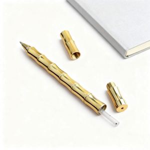 Brass Bamboo Joint Metal Ballpoint <b>Pen</b> with 0.5mm Tip and <b>Multi</b>-<b>color</b> Ink-Custom Logo Personalization for Corporate Gifting - Product Image 4