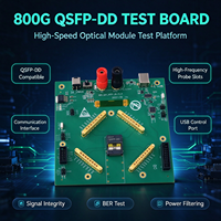 Papan Uji Profesional 800G QSFP-DD Kompatibel Mundur (Backward Compatible) Sesuai MSA dengan Konektor RF 1x8 untuk Pengujian Switch dan Router