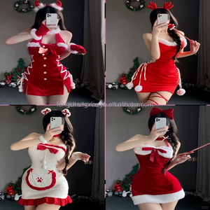 A basso prezzo all'ingrosso abito di natale coniglietto di Lingerie erotica oro velluto seduzione passioni uniforme erotico canotta gonna - Product Image 3