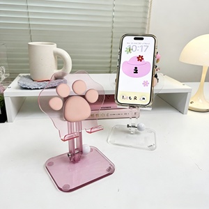 Support de téléphone portable pliable en acrylique en forme de patte de chat, rose, pour voyage et organisation de bureau - Product Image 1