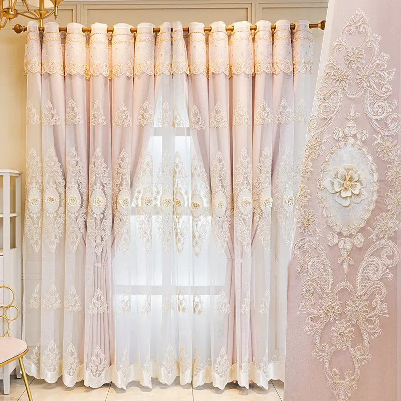 Beautiful Lace Embroidery Window Curtains for the Living Room, Modern Luxury Sheer Curtain and Drapes