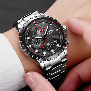 <span class=keywords><strong>Montre</strong></span> chronographe <span class=keywords><strong>LIGE</strong></span> LG9821 pour homme, entièrement en acier inoxydable, grand cadran noir, facile à lire, <span class=keywords><strong>montre</strong></span> à quartz analogique, <span class=keywords><strong>montre</strong></span> habillée pour homme - Product Image 1