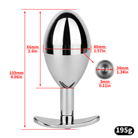 FRRK Plug anal en métal S/L avec verrouillage dissimulé pour jeux BDSM, Perles anales en métal, Plug anal en métal argenté, Jouets sexuels fétichistes BDSM, Vente en gros