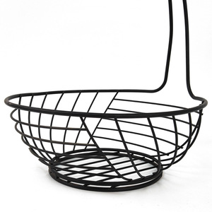 Black Round Double Layer Iron Fruit Basket Durable <b>Standing</b> Type Food Container Nordic Style Storage Basket - Product Image 3