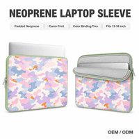 Funda de Neopreno para Portátil con Acolchado y Estampado de Camuflaje, Funda para Portátil de 13-16 Pulgadas con Cierre, Bolsa para Computadora con Ribete de Color, Logotipo Personalizado OEM ODM