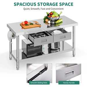 Mesa de Trabajo Comercial <span class=keywords><strong>Prometheus</strong></span> para Cocina, Acero Inoxidable, con Cajón, Certificación NSF, Antideslizante, Fabricación de Acero Resistente - Product Image 3