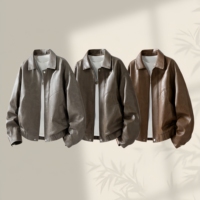 Blouson Bomber Homme Personnalisé Décontracté en Cuir PU Coupe-Vent Hiver, Style Moto, Col Revers Ample Grande Taille