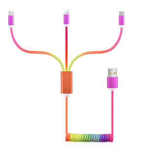 Cavo di Ricarica <span class=keywords><strong>USB</strong></span> 3 in 1 Intrecciato Arcobaleno Colorato, Cavo Multi-ricarica per Dispositivi <span class=keywords><strong>iPhone</strong></span>, Type C e <span class=keywords><strong>Micro</strong></span> <span class=keywords><strong>USB</strong></span>, Cavi per Ricarica Rapida - Product Image 4
