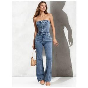 Combinaison en <span class=keywords><strong>jean</strong></span> pour <span class=keywords><strong>femme</strong></span>, style rétro américain, taille européenne et américaine, tissu extensible, en stock, best-seller pour l'été - Product Image 2