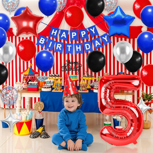 Globos Personalizados Rojos, Negros, Azules y Plateados para Fiestas, Globos de Estrella Metalizados, Pancarta, Decoración para Pastel, Decoración para Fiestas de Cumpleaños Infantiles - Product Image 4