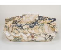 Lavabo en marbre naturel Calacatta Viola poli sur mesure SH STONE avec crédence intégrée et robinet monotrou pour salle de bain moderne