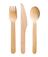 Vente flash : Ensemble de couverts jetables en bambou écologiques, conçus sur mesure, avec couteau, fourchette et cuillère biodégradables pour des fêtes au style simple
