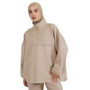 OEM modesto Set 2 pezzi per donna felpa oversize e pantaloni larghi tutto il giorno per adulti Design pulito per la stagione autunnale - Product Image 2