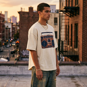 T-shirt en coton épais 300 GSM, coupe oversize, effet délavé vintage, avec impression DTG, pour la mode Hip Hop, vente en gros, OEM ODM - Product Image 4