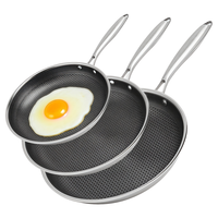 Ensemble de casseroles en acier inoxydable 304 sur mesure en gros, induction, triple couche, antiadhésif, 20/24/28 cm, poêle en céramique nid d'abeilles, maison moderne