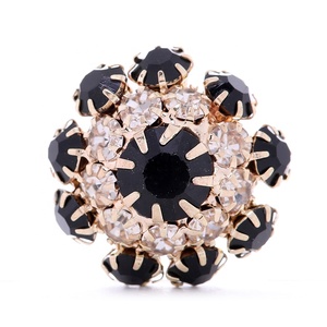 Elegante <span class=keywords><strong>oro</strong></span> plata rojo azul negro marrón seta 21mm botón aleación Rhinestone Metal <span class=keywords><strong>flor</strong></span> botón - Product Image 3