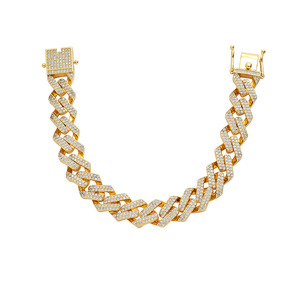 13Mm Tongue Button Head Rhombus Cuban <b>Bracelet</b>, Single Row Full of Zirconium Hip-hop <b>Bracelet</b> Tanjing Fashion Lijing Necklace - Product Image 4