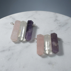 Pendentif géométrique à trois pierres avec agate, argent 925, style classique, unisexe, à porter au quotidien - Product Image 3