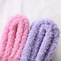 Oem Custom Ladies Women Jolies White pink Speckled Fuzzy Winter Warm Microfiber Crew Sleep Socks With Anti slip Hearts Grip