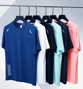 New Design High Elastic Jogging Shirts for Men Printable Breathable Sports Compression Shirts Men Gym O-neck Short Sleeve T-tops