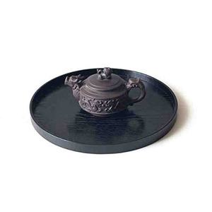 Plateau à thé rond en bois de style japonais plateau à café en bois de pin noir pour cuisine salon salle de bain nourriture et pot décor à la maison - Product Image 6