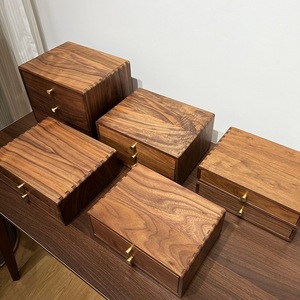Solid Wood Jewelry <b>Box</b> Rectangle Walnut Wood Desktop <b>Storage</b> Organizer With <b>Drawers</b> For Jewelry Display And Organization - Product Image 2