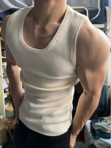 T-shirt de sport d'été slim fit pour <span class=keywords><strong>homme</strong></span>, débardeur à séchage rapide avec texture peignée, sans manches, design décontracté pour la course et l'entraînement - Product Image 5