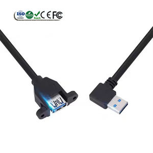 สายดาต้า USB 3.0 แบบงอ 90 องศา ความเร็ว 5GBPS หัวต่อ AM AF ชาย-หญิง สายต่อขยายสำหรับแล็ปท็อป/ไดรฟ์ USB กล้อง ใช้สายถักสำหรับคอมพิวเตอร์ - Product Image 1