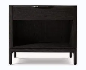 Retail Customize Handicraft French Style Furniture Bedroom Solid Wood Black Nightstand
