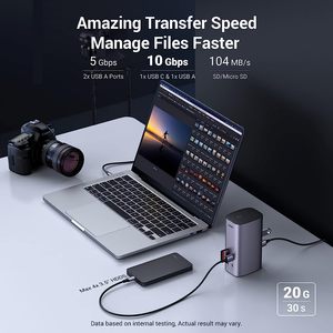 UGREEN CM555 12 en 1 estación de acoplamiento triple pantalla USB C 8K adaptador multipuerto Typc C Hub PD carga para MacBook TV - Product Image 6