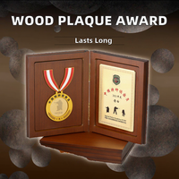 Boîte de certificat en bois pliable personnalisée plaque de récompense trophées matériel d'impression UV plaque sculptée technique