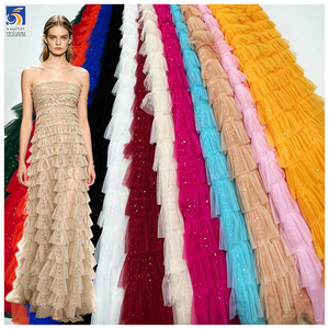 YX1151 di alta qualità 200gsm maglia 3D <span class=keywords><strong>Tulle</strong></span> <span class=keywords><strong>rosso</strong></span> gonna gonfia tessuto con paillettes <span class=keywords><strong>Tulle</strong></span> <span class=keywords><strong>Tulle</strong></span> per bambina 'vestito da principessa 5 yarde - Product Image 1