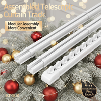 Rail de rideau télescopique moderne blanc en alliage d'aluminium, modulable, pour plafond et fenêtre, installation facile, assemblage modulaire