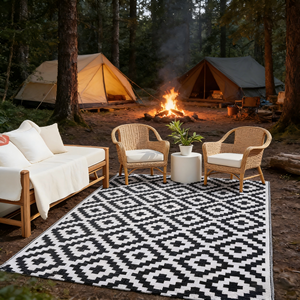 Tapis de camping résistant aux intempéries pour camping-car, réversible, en polypropylène, tapis de patio extérieur - Product Image 1