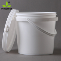 Seau en plastique transparent recyclable Innopack 4L avec couvercle et poignée, couleur personnalisée, impression IML, certifié ISO, échantillon gratuit pour peinture et crème glacée