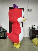 Costume de mascotte en peluche pingouin rouge personnalisé pour adultes - Thème de Noël unisexe