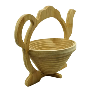 ตะกร้าไม้ไผ่พับได้รูปทรงกาน้ำชาสำหรับเสิร์ฟผลไม้ - Product Image 3