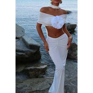 Two-Piece <b>White</b> Lotus Beachwear <b>Set</b> Stylish <b>Bikinis</b> for Women - Product Image 5