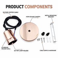 Support de lampe suspendue E27 avec cordon réglable de 1 m, AC85-265V, douille de plafonnier moderne avec abat-jour métallique pour la maison, le café, le bar