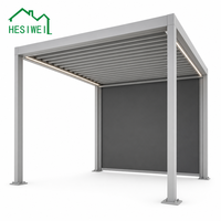 Pergola en aluminium à lames rétractables, résistante à la rouille, pavillon extérieur en aluminium avec stores et toit motorisés